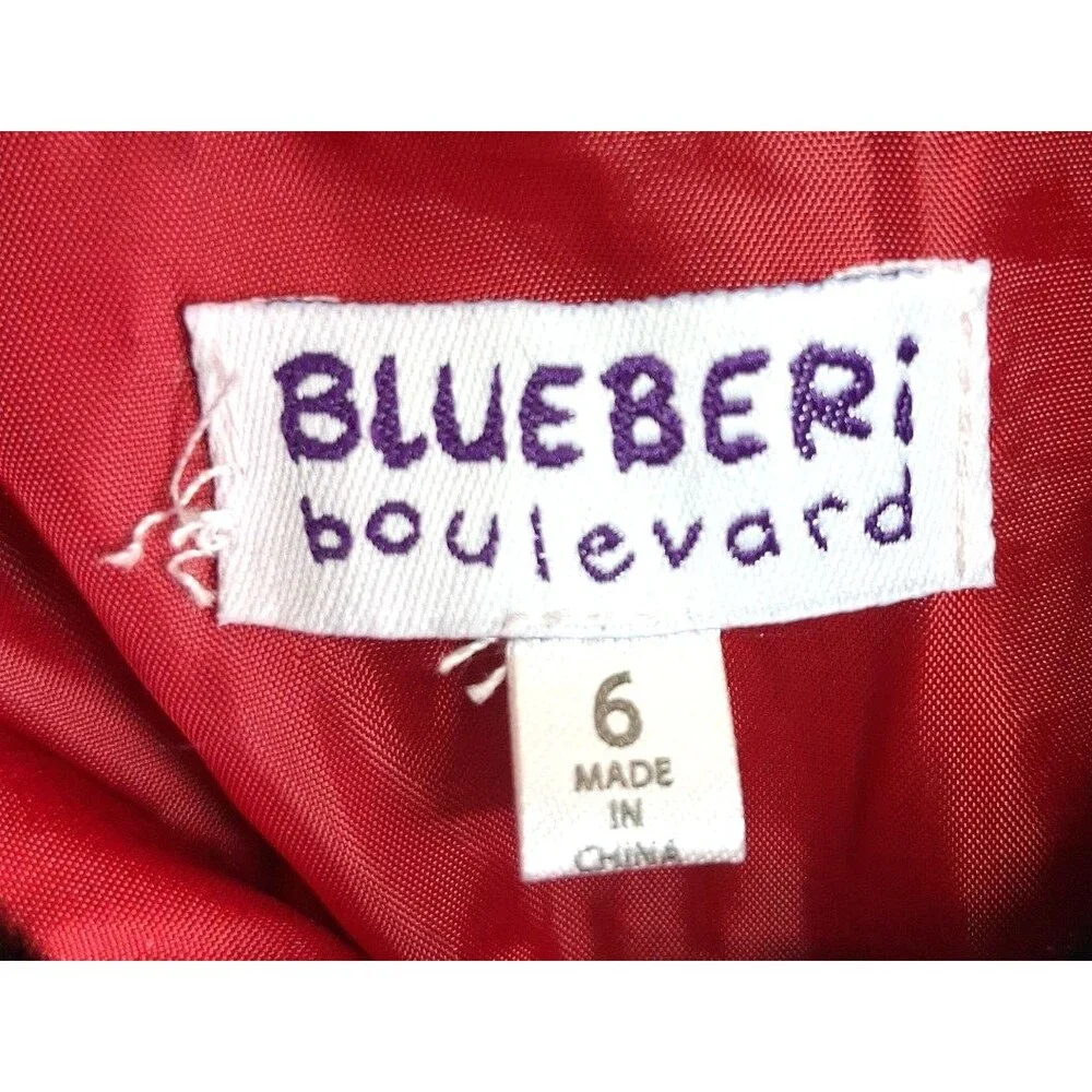 Blueberi Boulevard Girls 6 Red Holiday Christmas Over Coat Faux Fur Plaid